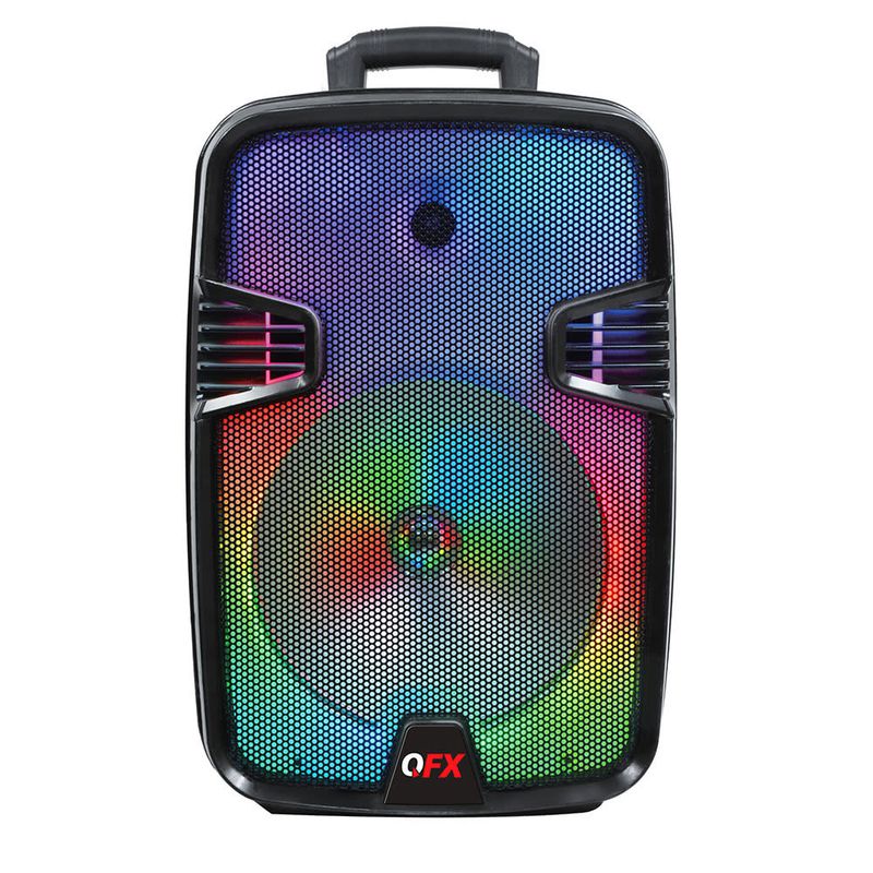 QFX – 12" Bluetooth Portable Speaker with Liquid Motion Party Lights – Black