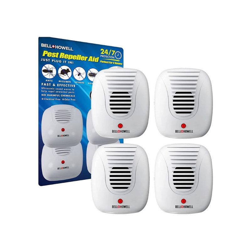 BELL + HOWELL – Ultrasonic Pest Repeller Home Kit (Pack of 4) – White