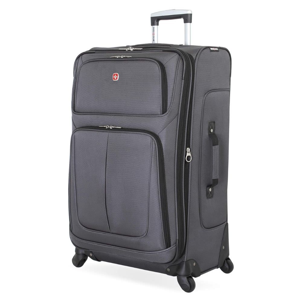 SwissGear Sion Softside Expandable Roller Luggage, Dark Grey, Checked-Large 29-Inch