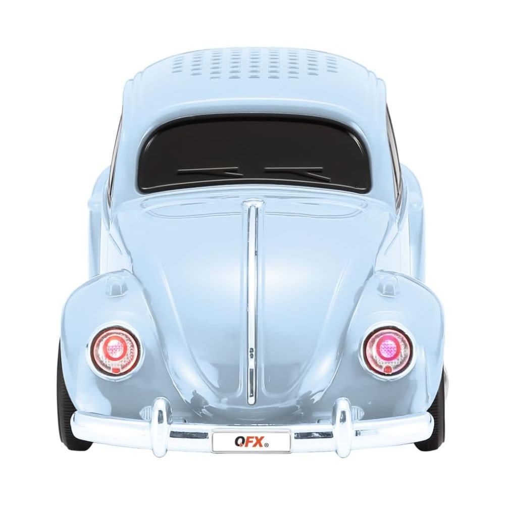 QFX Bluetooth 1960 Bug Retro Car Replica Speaker, 3-inch Speakers BT-1960-BLU