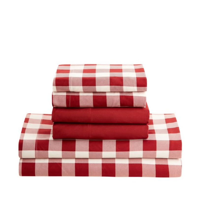CLARA CLARK – Full Size Checker Red Sheet Set – Red