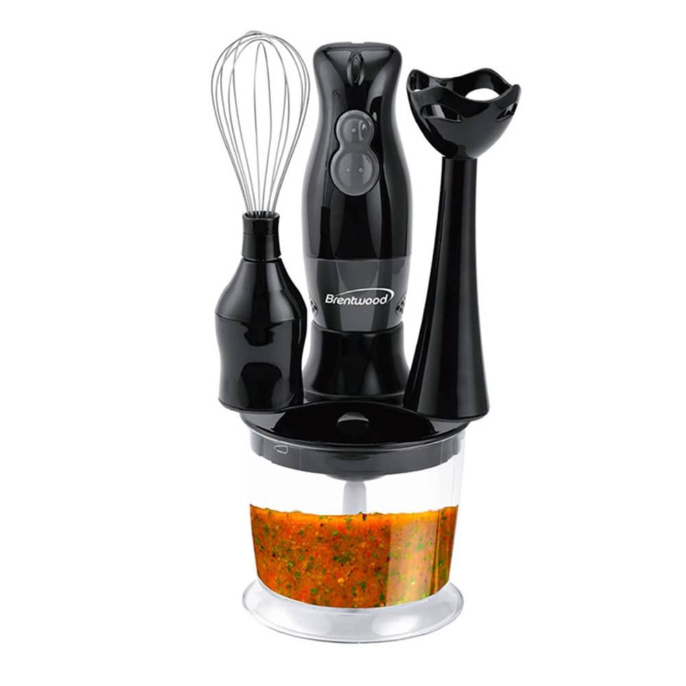 BRENTWOOD – 2‑Speed 200 W Hand Blender & Mini Food Processor with Balloon Whisk – Black