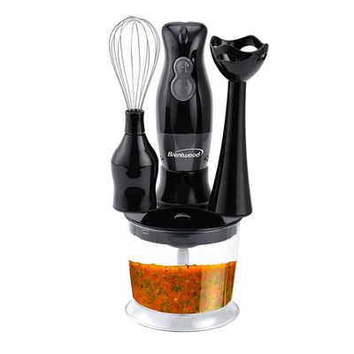 BRENTWOOD – 2‑Speed 200 W Hand Blender & Mini Food Processor with Balloon Whisk – Black