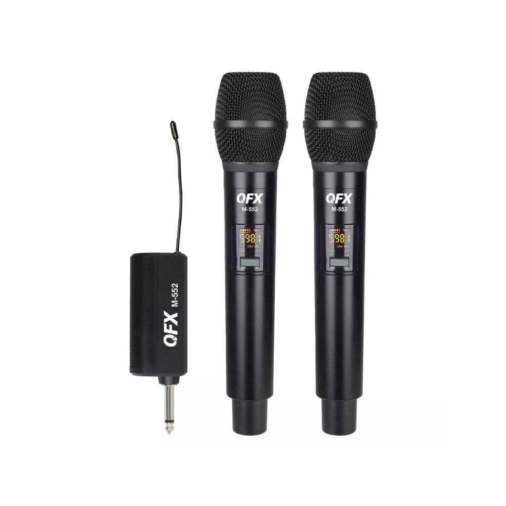 QFX 16-Channel UHF Multi-Frequency Microphone System with 2 Handheld Microphones  M-552