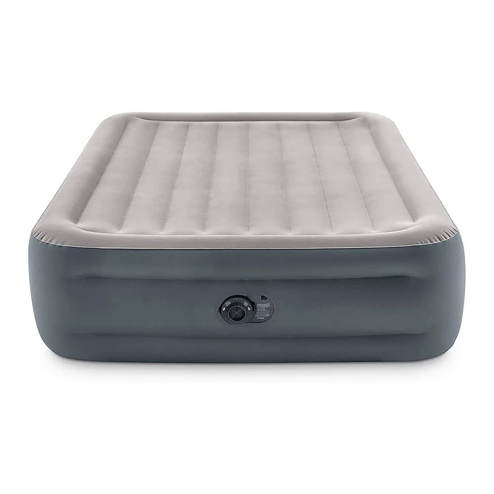 Intex Dura-Beam Plus Essential Rest Air Mattress - Fiber-Tech – Queen Size – Built-in Electric Pump – 18in Bed Height – 600lb Weight Capacity 64125ED