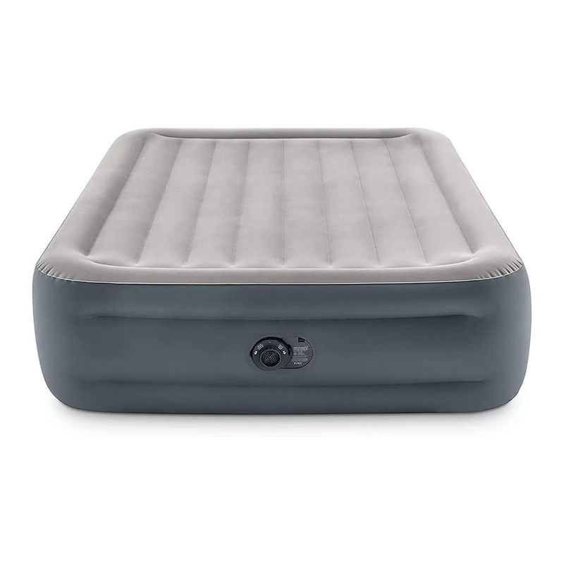 Intex Dura-Beam Plus Essential Rest Air Mattress - Fiber-Tech – Queen Size – Built-in Electric Pump – 18in Bed Height – 600lb Weight Capacity 64125ED
