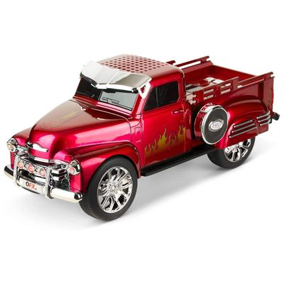QFX – Retro Classic Truck Portable Bluetooth Speaker with Bass Radiator and LED Lights – Red