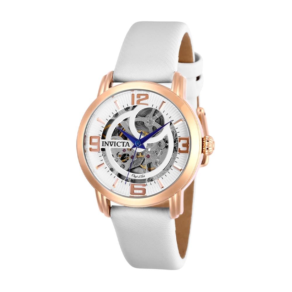 INVICTA – Objet D Art Automatic Watch with White Skeleton Dial for Women – White