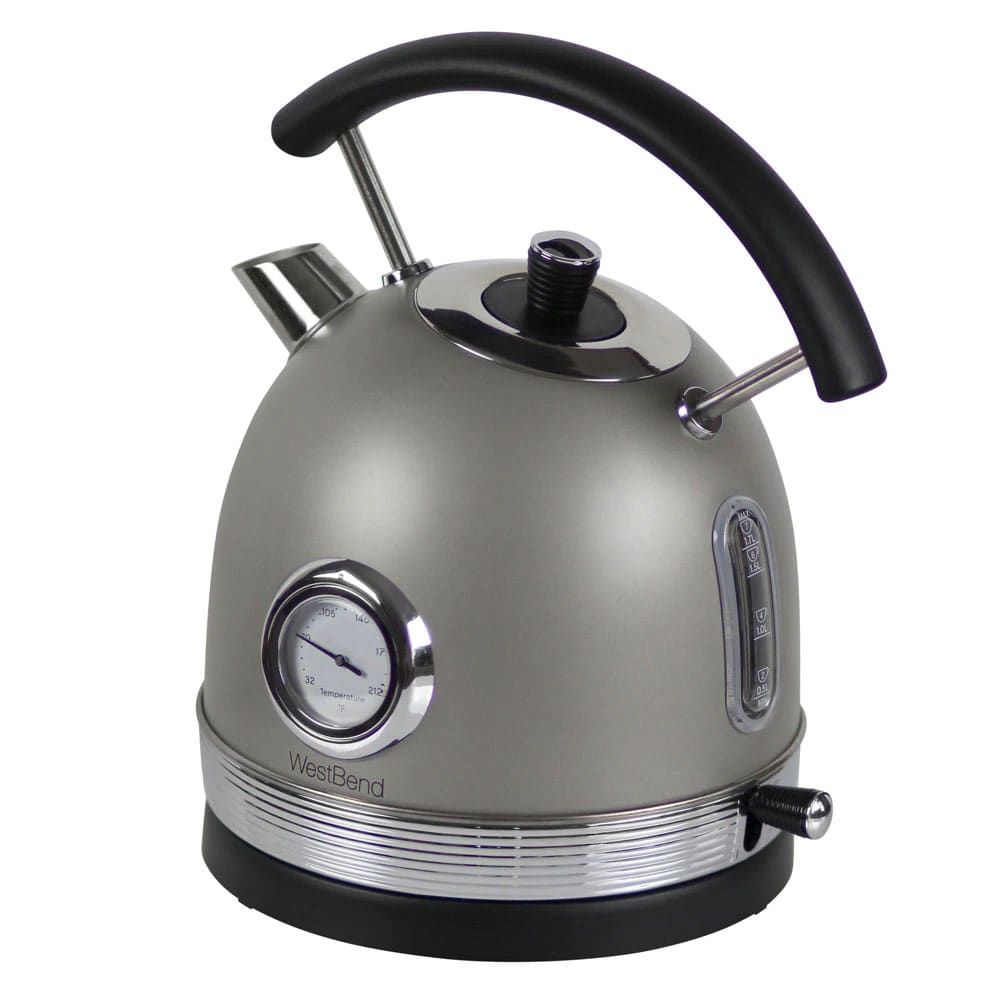 WEST BEND – 1.7 L Retro‑Style Corded Electric Kettle – Gray WEST BEND – 1.7 L Retro‑Style Corded Electric Kettle – Gray