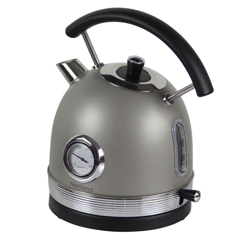 WEST BEND – 1.7 L Retro‑Style Corded Electric Kettle – Gray