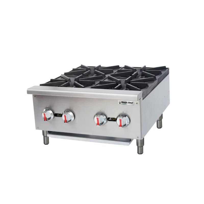 MAGIC CHEF – 24 in Commercial 4-Burner Countertop Gas Hotplate – Stainless Steel