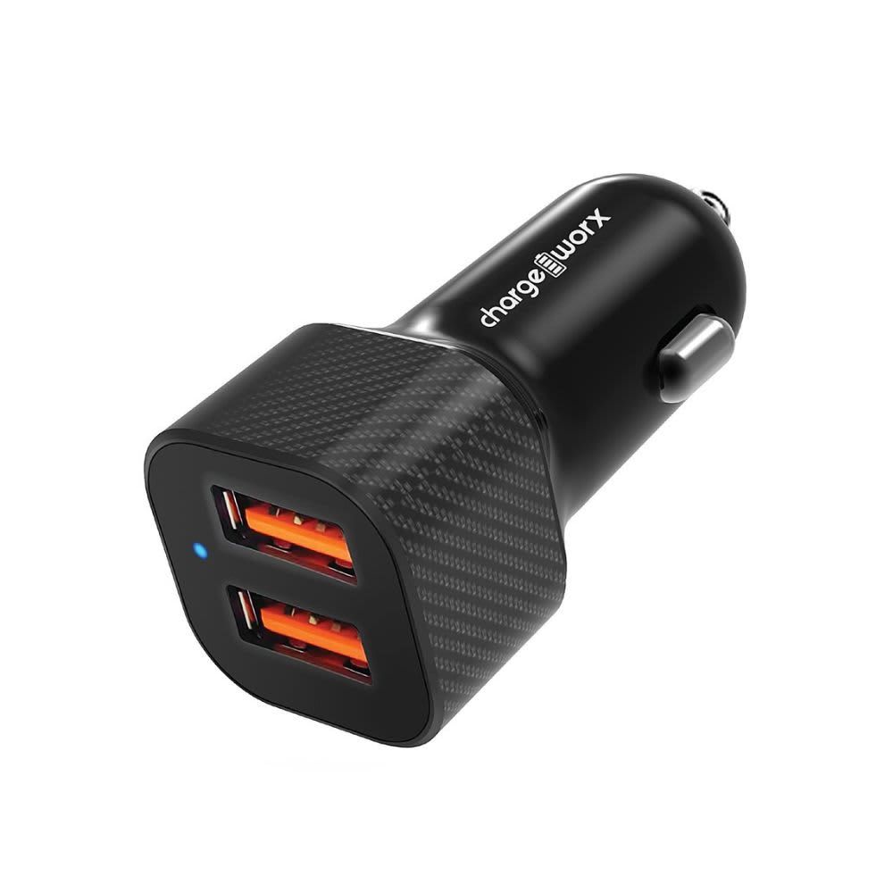Chargeworx Dual USB Rapid Car Charger, Black CHA-CX3039BK