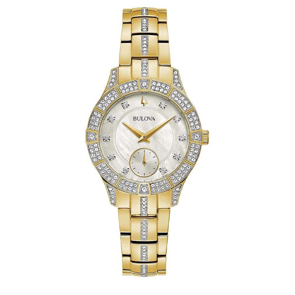 Watch Bulova Gold Tone Stainless Steel Crystal 98L283