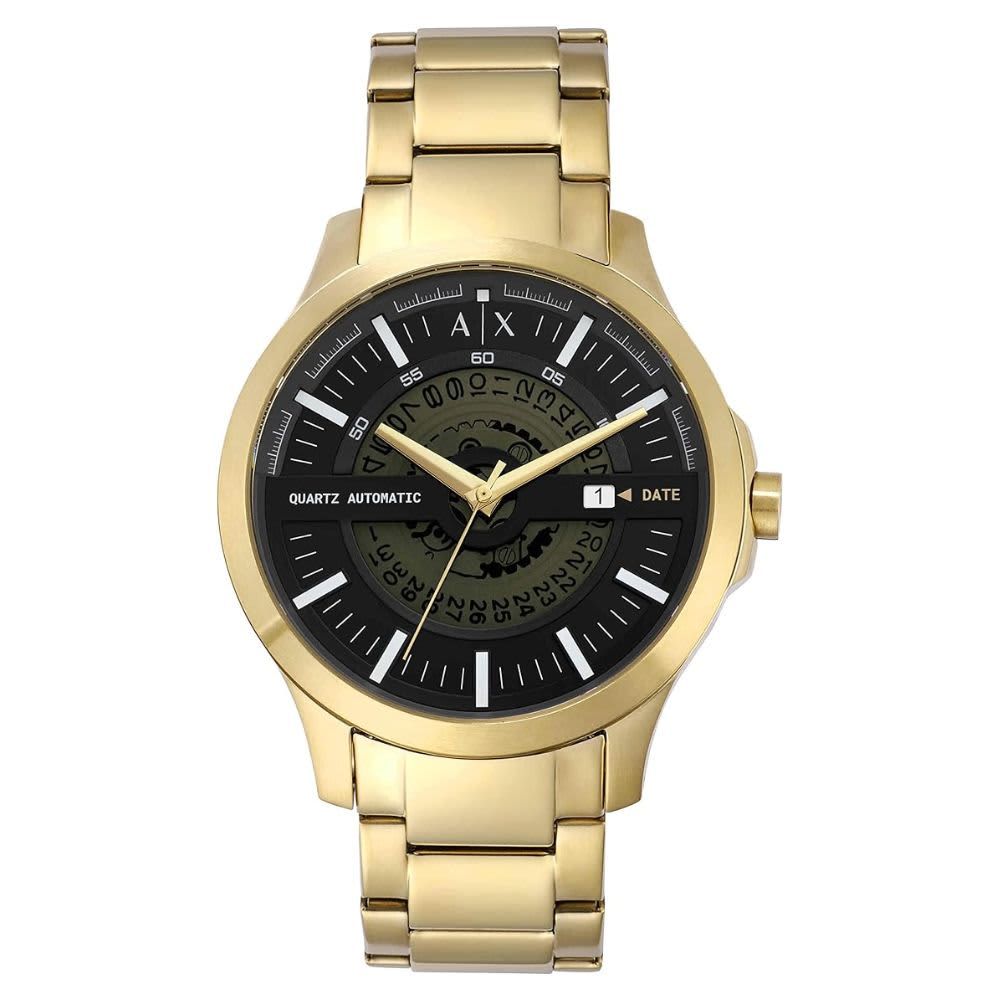 AX ARMANI EXCHANGE Men's Automatic Quartz Three-Hand Date Gold-Tone Stainless Steel Watch AX2443 B0BFYKTDRJ