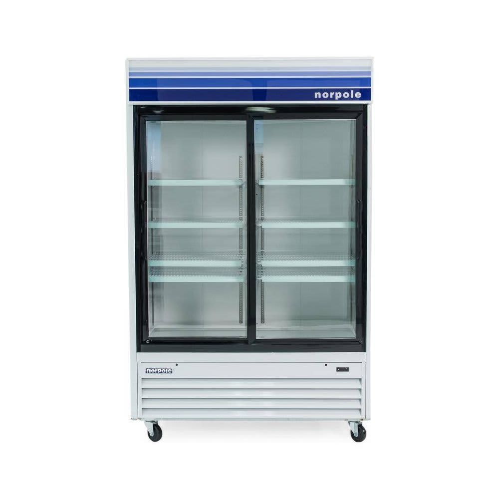 Norpole Commercial 45 cu. ft. 2-Sliding Glass Door Refrigerator in White NPGR2