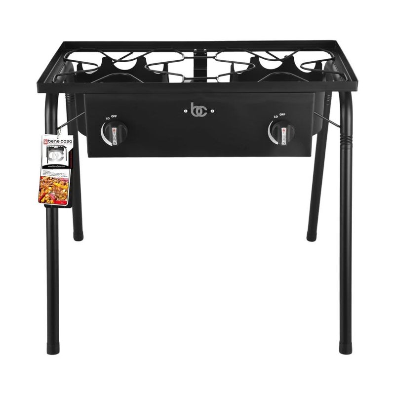 Bene Casa Double Cast Iron Burner,w/ high pressure regulator, weatherproof BC-99445 Bene Casa Double Cast Iron Burner,w/ high pressure regulator, weatherproof BC-99445