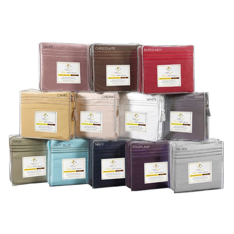 Clara Clark Full Size Microfiber Bed Sheet Sets,Neutral Colors, Premier 1800 SHN318FASS