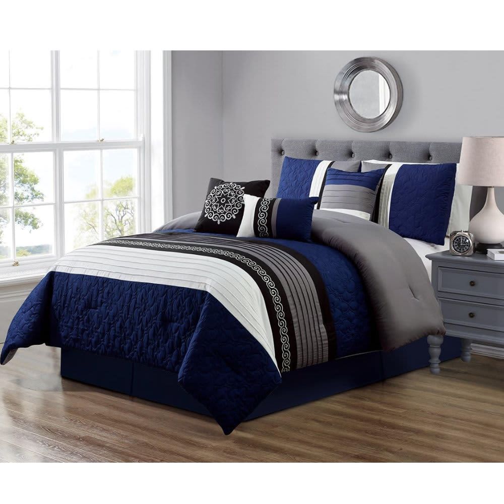 GRANDLINEN – 7 Piece Microfiber Bed in a Bag California King