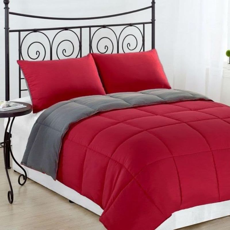 Clara Clark Comforter - Reversible - King - Gray Red cmfrevcck_gryred