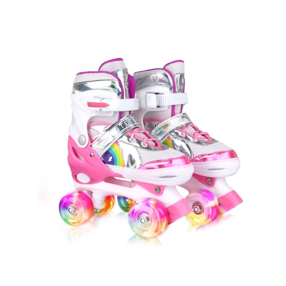 Roller Skates, Adjustable 4 Sizes Boys Girls Toddlers Kids Pink Small B09Q52BPFB