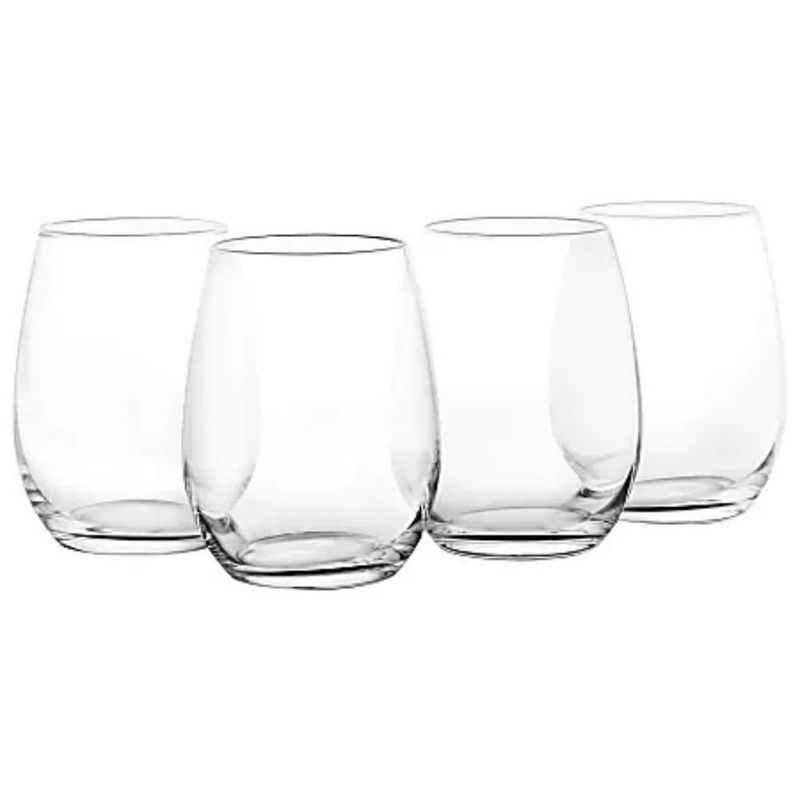 Gibson Home Martha Stewart Everyday 4 Piece Stemless Wine Glass Set Glasses 19oz Clear Glass 136436.04