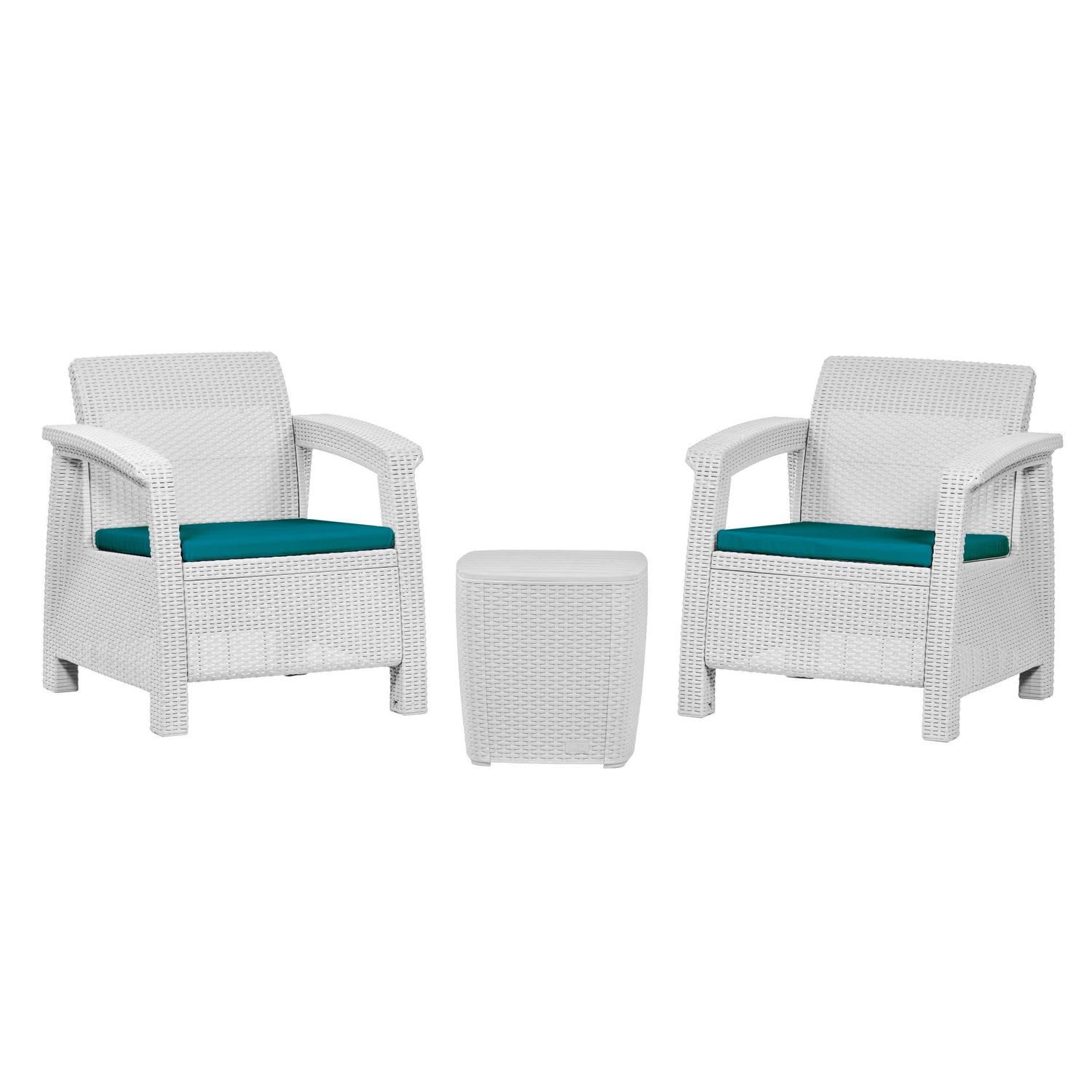 MQ Espresso 3-Piece Plastic Patio Set White and Blue 424-BLA