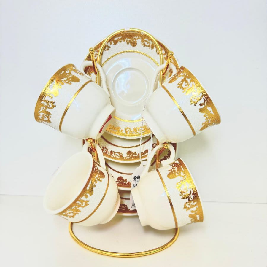 BENE CASA – Gold Pattern Espresso Set 4 Cups