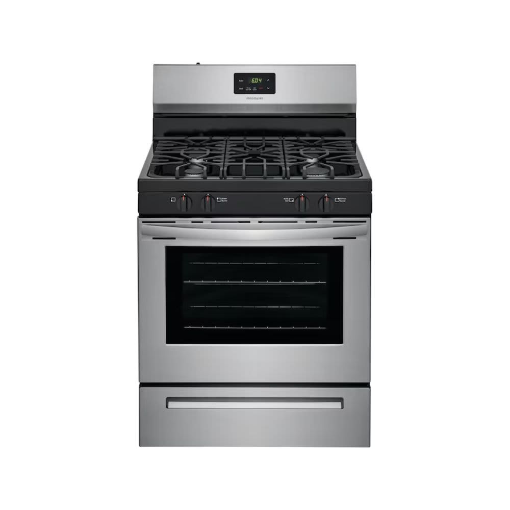 Frigidaire 30-in 4 Burners 5-cu ft Freestanding Natural Gas Range Stainless Steel FCRG3051AS
