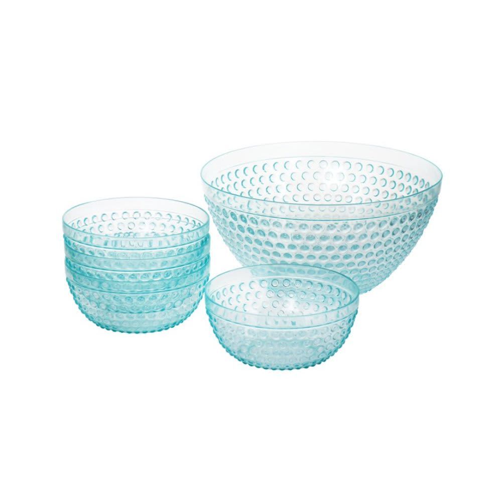 GIBSON HOME – Plastic Bowl Set with Serving Bowl – Light Blue
