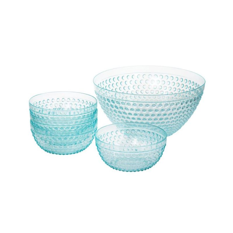 GIBSON HOME – Plastic Bowl Set with Serving Bowl – Light Blue