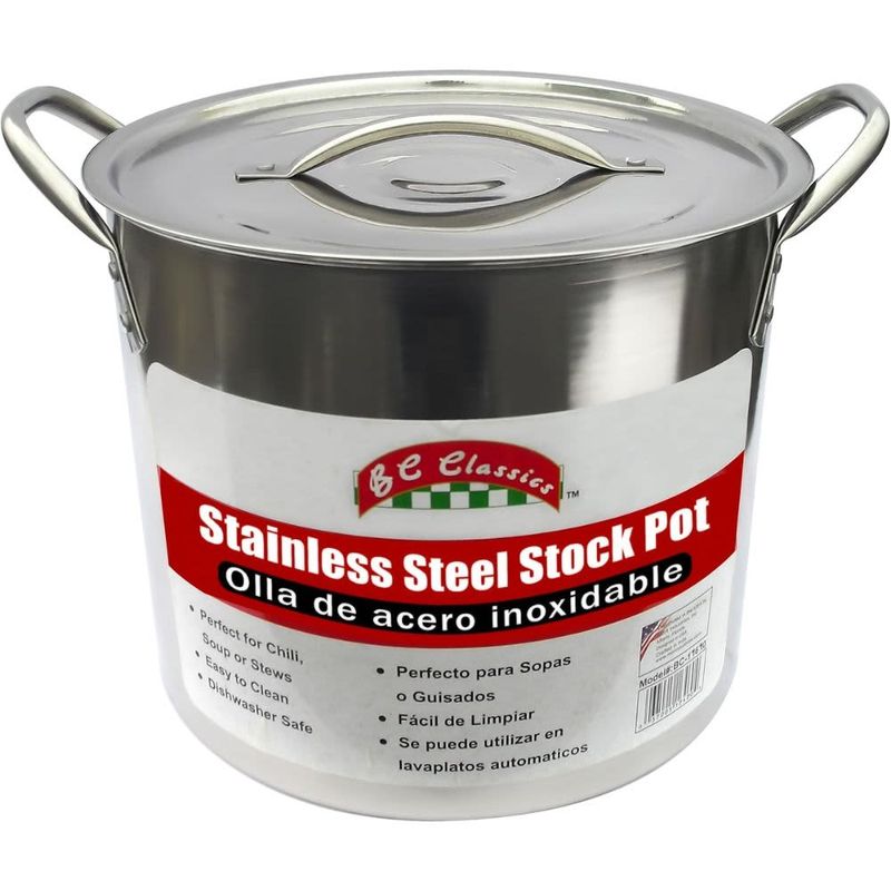 BENE CASA – Stainless Steel Stock Pot 20 Quart – Silver BENE CASA – Stainless Steel Stock Pot 20 Quart – Silver