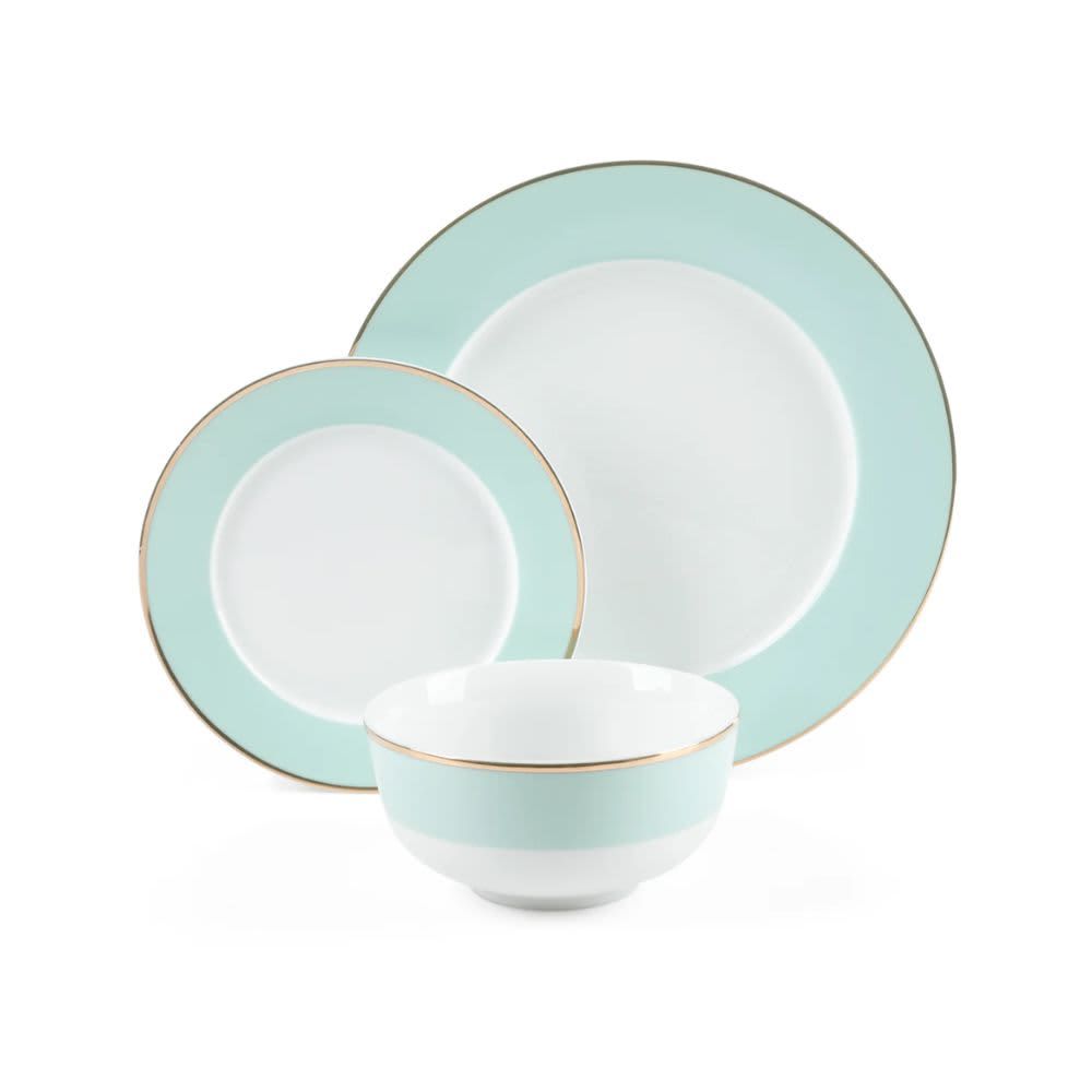 GIBSON HOME – Martha Stewart Gracie Road 12-Piece Fine Ceramic Dinnerware Set – Martha Blue