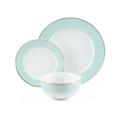 GIBSON HOME – Martha Stewart Gracie Road 12-Piece Fine Ceramic Dinnerware Set – Martha Blue
