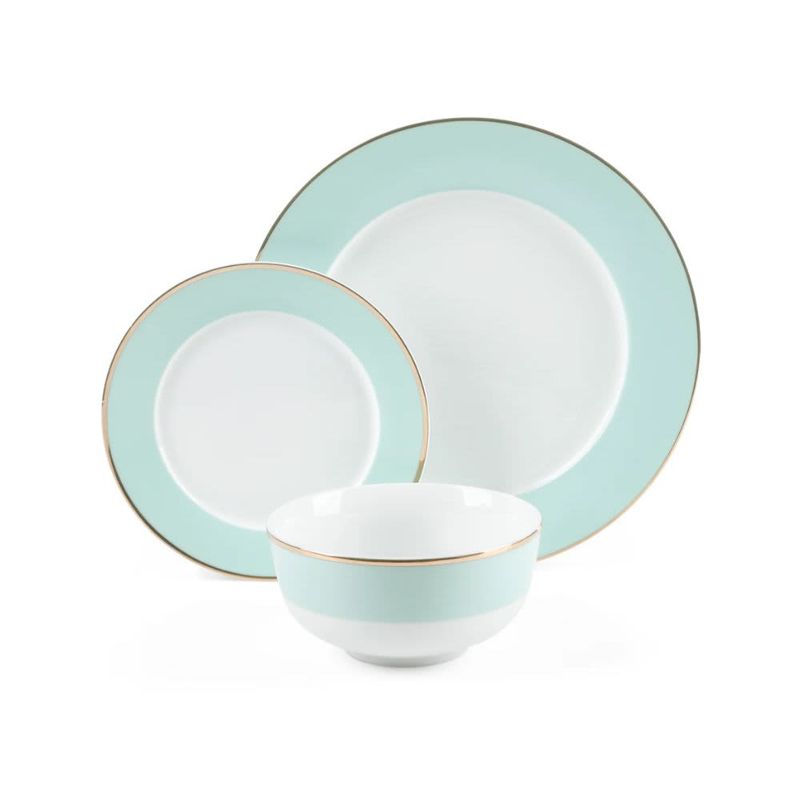 GIBSON HOME – Martha Stewart Gracie Road 12-Piece Fine Ceramic Dinnerware Set – Martha Blue