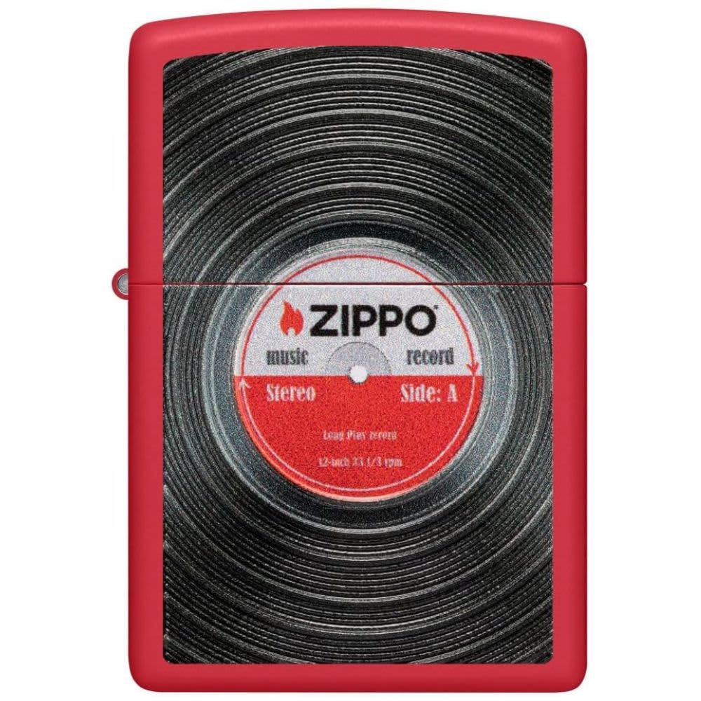 ZIPPO – Vinyl Record Texture Print Pocket Lighter – Red Matte
