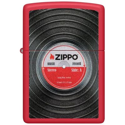 ZIPPO – Vinyl Record Texture Print Pocket Lighter – Red Matte