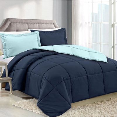 CLARA CLARK – King Size Luxury Soft Down Alternative Reversible Comforter – Navy/Aqua