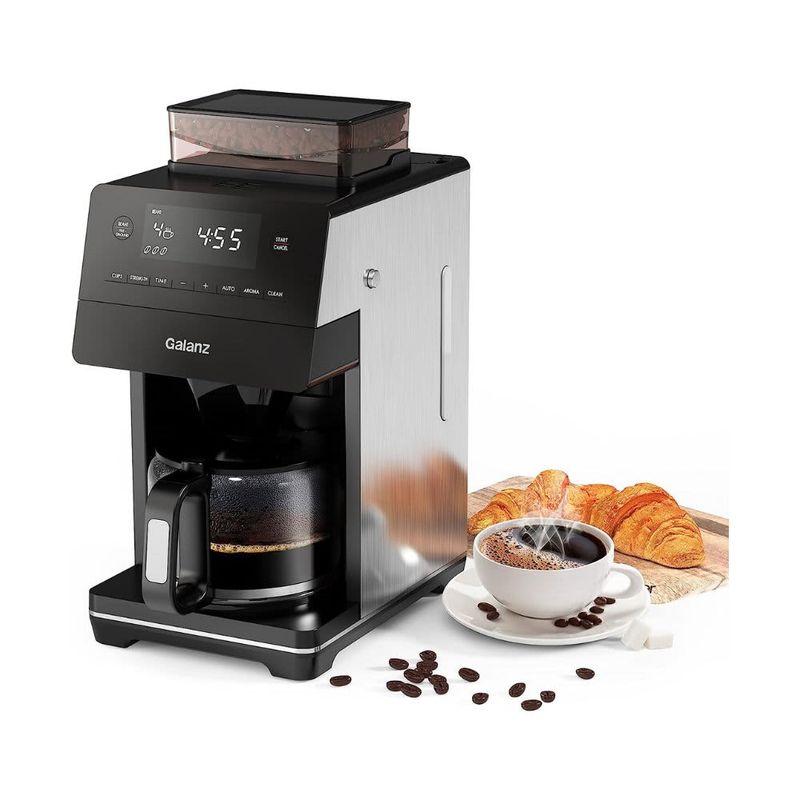 GALANZ – 2-in-1 Grind and Brew Coffee Maker – Stainless Steel