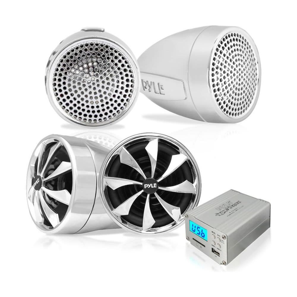 PYLE – 600 Watt Weatherproof Motorcycle Speaker and Amplifier System – Black