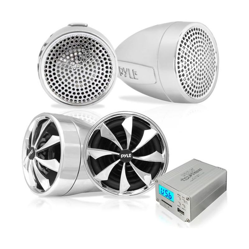 PYLE – 600 Watt Weatherproof Motorcycle Speaker and Amplifier System – Black