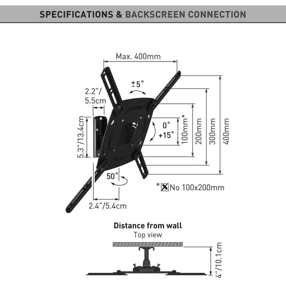 Barkan Wall Mount L2TVM.B Flat/ Curved TV 2Mov  29-65" Black -New
