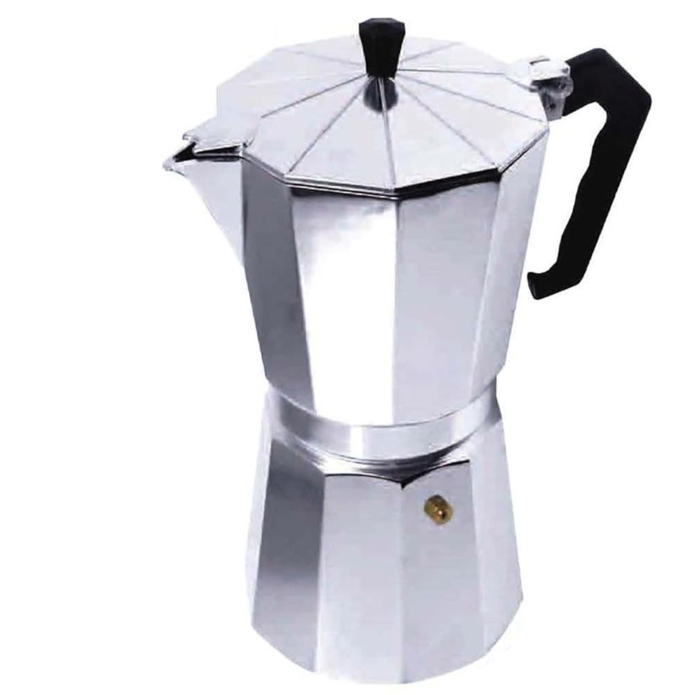 BENE CASA – 9‑Cup Aluminum Moka Pot Espresso Maker – Silver