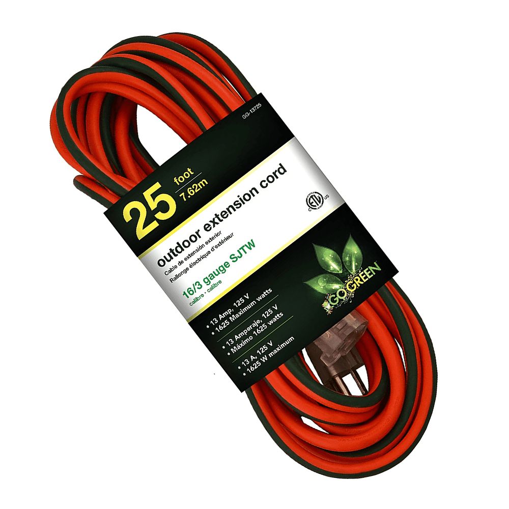 GoGreen Power 25' 16/3 SJTW Outdoor Ext. Cord - Orange GG-13725