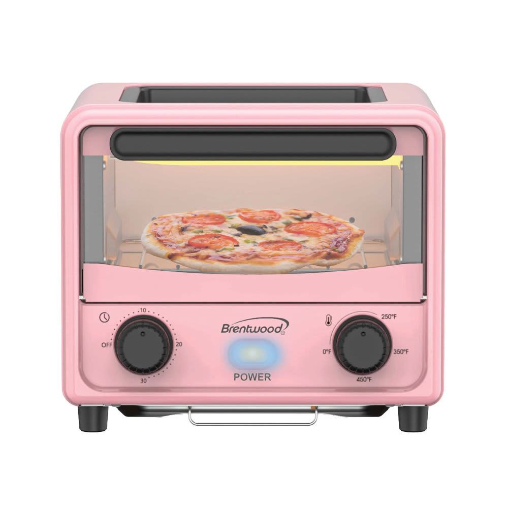 Brentwood 500-Watt Stainless Steel Mini Toaster Oven, 3 liters, Pink TS-3430PK