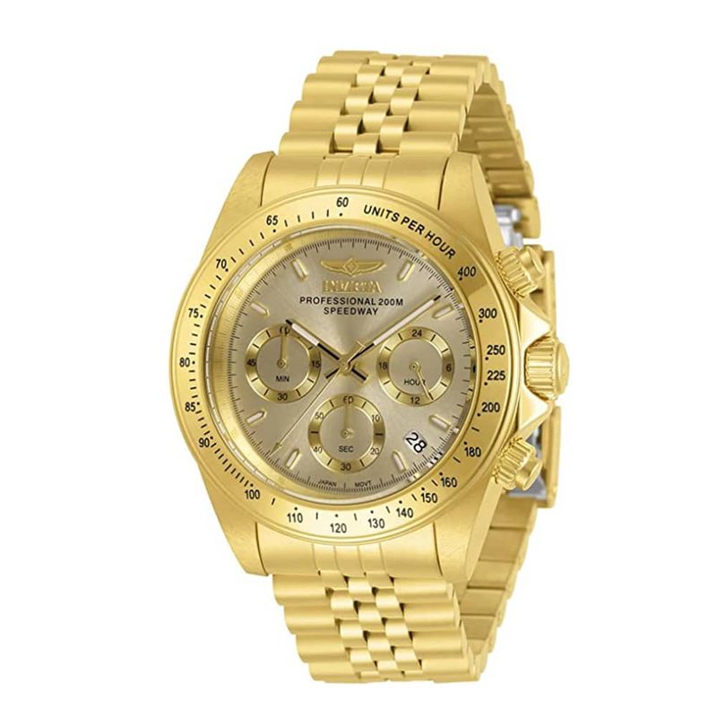 Watch  Men's 40mm Speedway Quartz Chronograph with Stainless Steel Strap, Silver, Gold, 20 30997