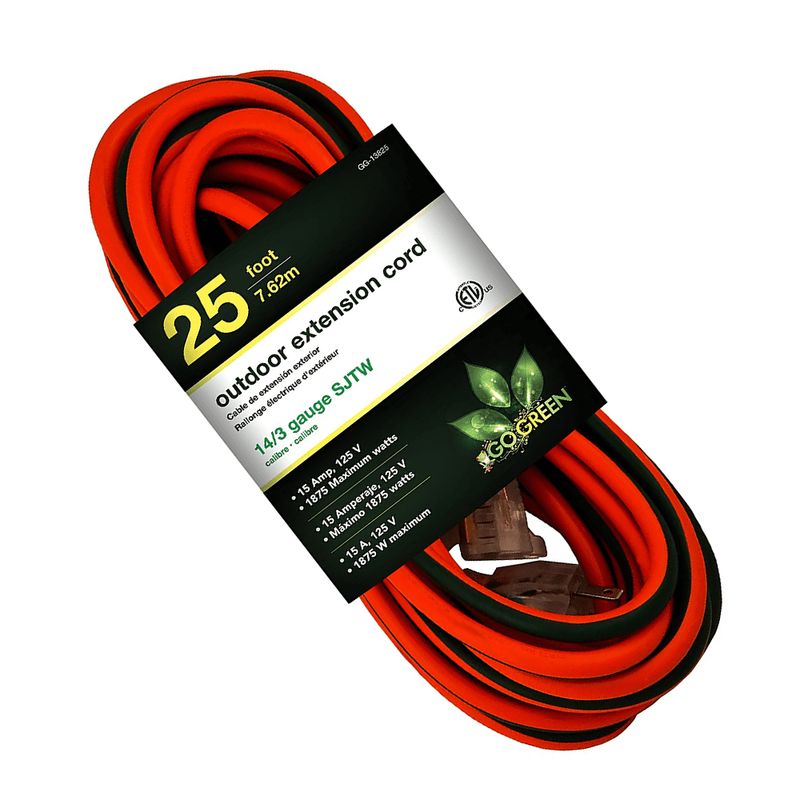 GoGreen Power 25' 14/3 SJT W-A Outdoor Ext Cord - Orange  GG-13825