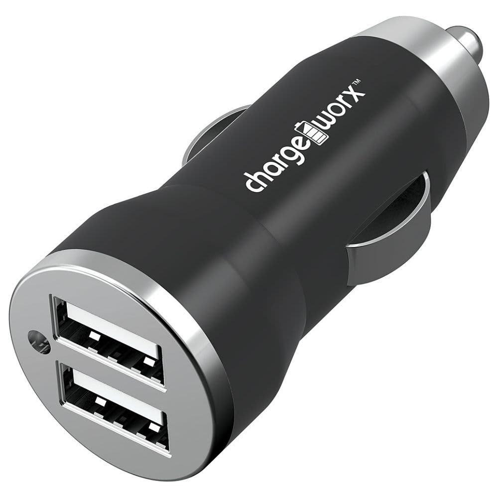Chargeworx 2.1A Dual USB Car Charger, Black CHA-CX2101BK