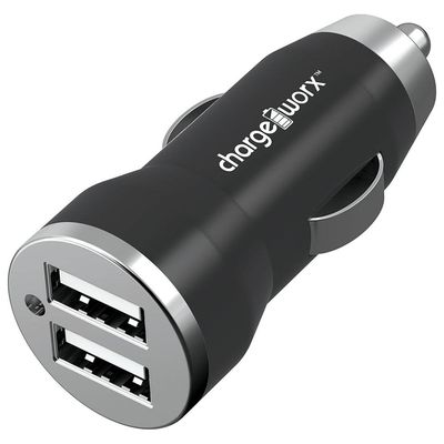 Chargeworx 2.1A Dual USB Car Charger, Black CHA-CX2101BK