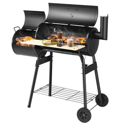 Charcoal BBQ Grill with Wheels and Shelves for Camping Picnic Party NP10876