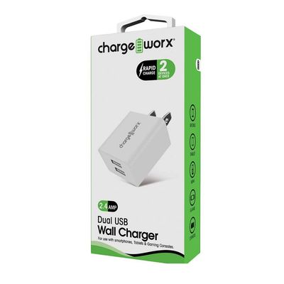 CHARGEWORX - 2.1A Dual USB Wall Charger - White